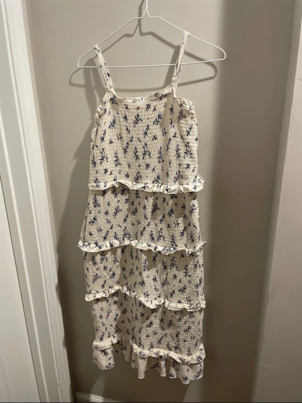 Cream Floral Tiered Women’s Dress